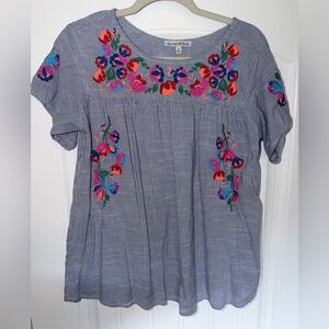 Embroidered Floral Women's Top